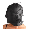 Asylum Leather Hood with Removable Blindfold and Muzzle- SM