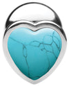 Authentic Turquoise Gemstone Heart Anal Plug - Large