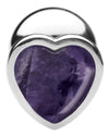 Genuine Amethyst Gemstone Heart Anal Plug - Large
